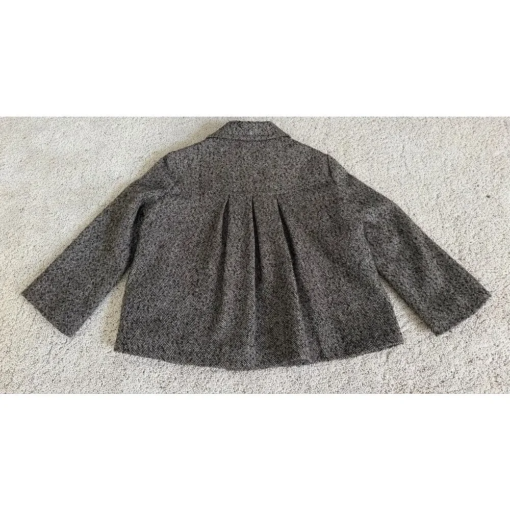 Michael Kors Herringbone Tweed Swing Jacket 3 Button Brown Gray S/P